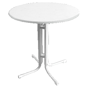 Stehtisch weiß "Premium" Ø 80cm, H 110 cm Klappgestell weiss, Tischplatte weiss